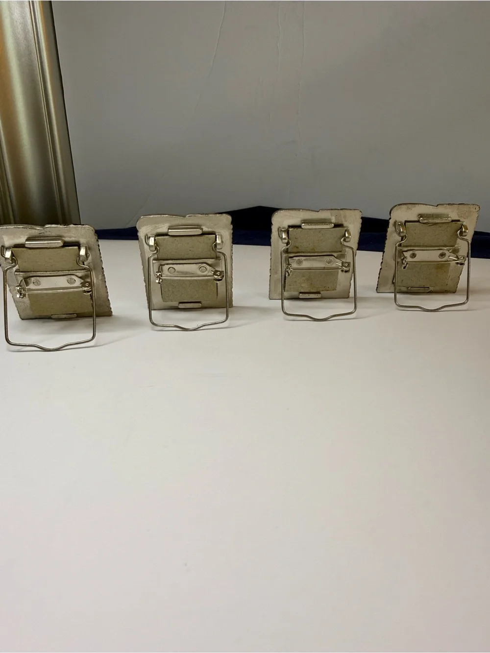 Set of 4 Grandma Mini Photo Frames Rose Heart Easel Pin Back Silver Tone